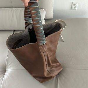 Caroline De Marchi Brown leather large  Bucket Bag Purse Amazing leather quality